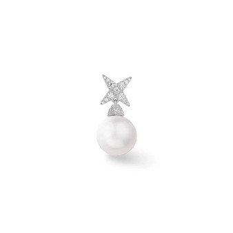 Single Shiny Star Natural Pearl Sterling Silver Drop Earrings