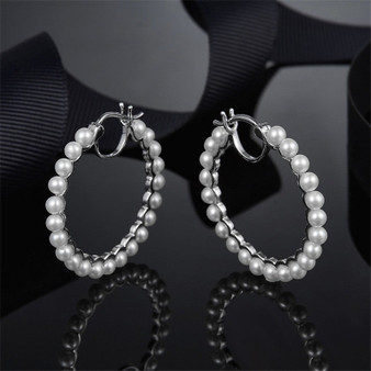 Fashion Style Freshwater Pearl Large Circle Hoop Earrings