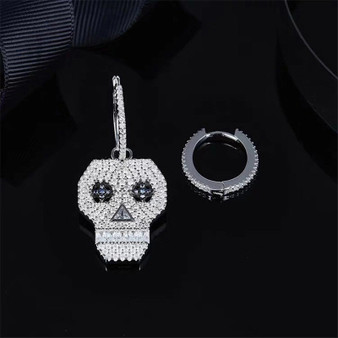 Skull Created Diamond Hoop Earring