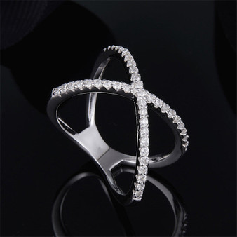 S925 Sterling Silver High End Micro Inlaid Diamond Cross Ring Personality