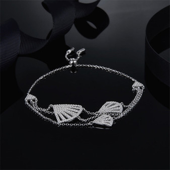 Sector Fan Shaped Bracelet Created Diamond Sterling Silver Bracelet