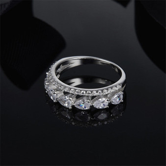 S925 Sterling Silver Created Diamond Fashion Personalized Dinner Ring