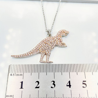 Cute Dinosaur Pendant Created Sapphire Necklace