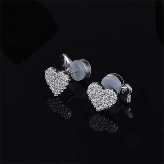 Round Created White Diamond Heart-shaped Earrings