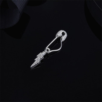 Round Created White Diamond  Single Pin Lightning Earrings