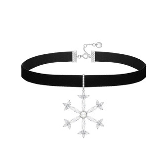 Snowflake Collar Choker Pendant Sterling Silver Necklace