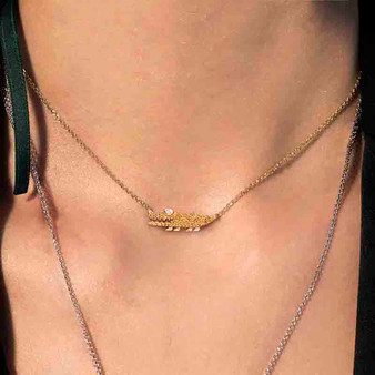 Cute Crocodile Female Clavicle Choker Pendant Gold Plated Sterling Silver Necklace