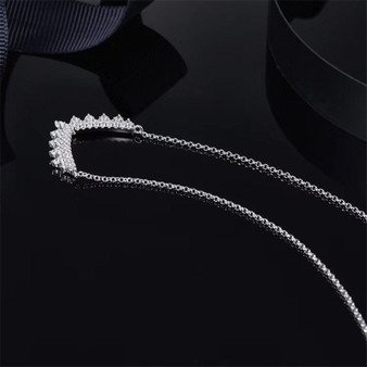 Elegant V-shaped Gear Pendant Sterling Silver Necklace