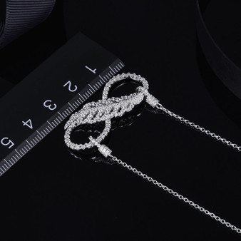 Feather Infinity Shaped Pendant Sterling Silver Necklace
