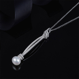 Dainty Sterling Silver Pearl Knot Pendant Necklace