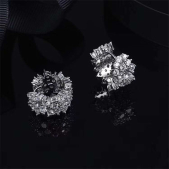 Created Diamond Sterling Silver Hoop Earrings