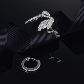 Flamingo Design Sterling Silver Created Diamond Pendant Earrings