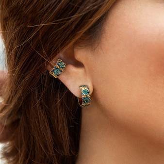 Huggie Hoop Earrings Small Created Sapphire Cuff Earrings for Women Girls