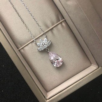 Water Drop Created Diamond Pendant Necklace