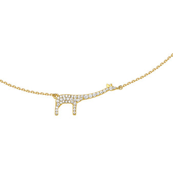 Sterling Silver Giraffe Created Diamond Necklace