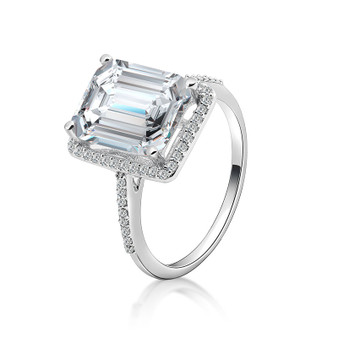 Halo Emerald Created White Diamond Sterling Silver Jewelry Set