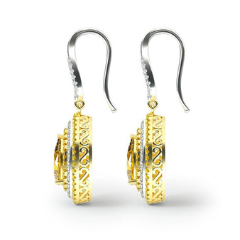 925 Sterling Silver Pear Yellow Created Sapphire Drop Earring