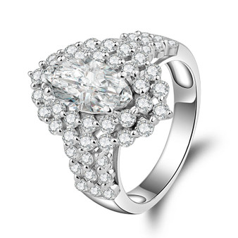 Double Halo Marquise Cut Created Diamond Ring