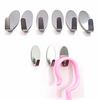 6x Self Adhesive Stainless Steel Hook Strong Stick On Wall Hanging Bathroom Kitchen Hanger Home Storage Assembly Silver #10