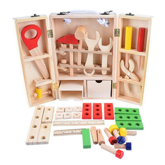 Kids Baby Wood Multifunctional Tool Set Toys Funny Educational DIY Maintenance Box Pretend Toys for Children Birthday Xmas Gift