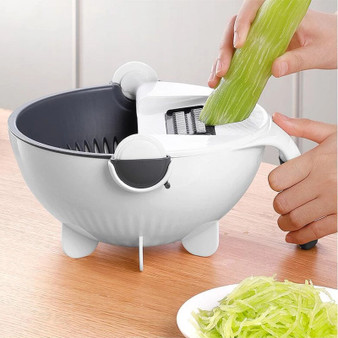 Magic Multifunctional Rotate Vegetable Cutter With Drain Basket Kitchen Veggie Fruit Shredder Grater Slicer