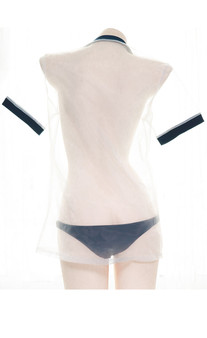 Sexy Amine School Girl Kawaii Cropped T-Shirt Sheer Lingerie Set
