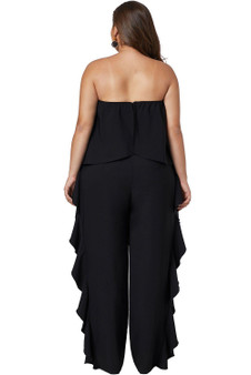 Prime Dreams Plus Size Strapless Ruffle Jumpsuit