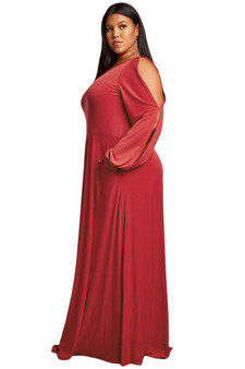 Split Long Sleeve Plus Size Maxi Dress