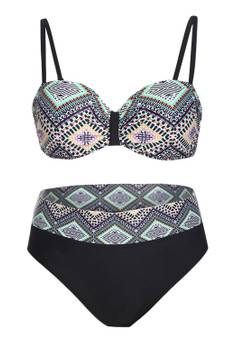 Retro Print Plus Size Bikini Swimsuit