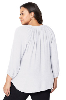Embroidered Stripe Plus Size Peasant Top