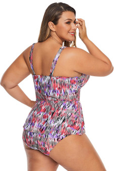 Plus Size Mirage Print Peplum Tankini Bathing Suit