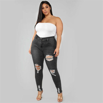 Women's Plus Size Ripped Jeans Black / Blue