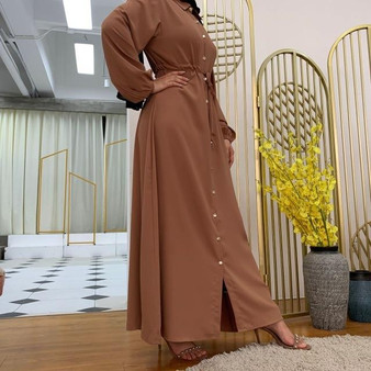 Long Sleeve Solid Casual Long Dress