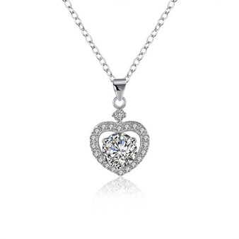 Sterling Silver Swarovski Crystals Heart Shaped Necklace