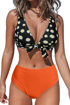 Daisy Ruffled Tie High Waist Bikini Set