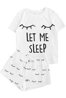 Eye Closed LET ME SLEEP Pajama Short Set