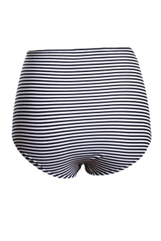 Black White Striped High Waisted Bikini Bottom
