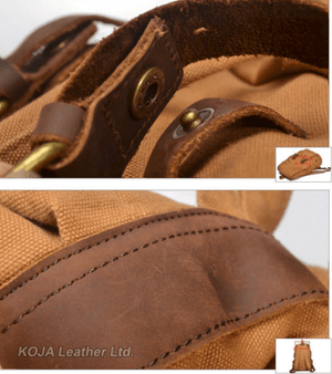 20-35L Outdoor Canvas Vintage Leather Strap Backpack