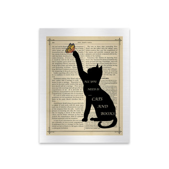 Cats & Books - Metal Print