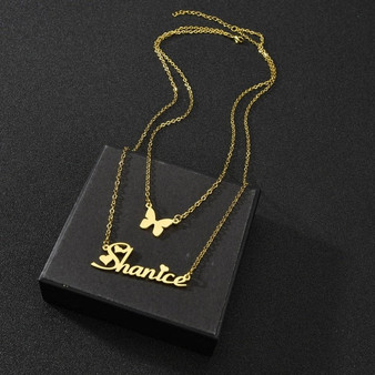 Custom Double Layer Name Necklace For Female