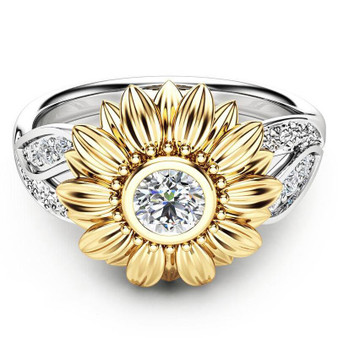 Sunflower Silver Ring Two Tone