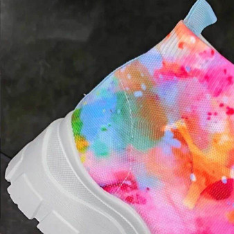Tie-dye Colorful High Top Sneakers - Breathable Stretch Boots