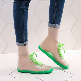 Platform Lace Up PU Waterproof ankle Mature Boots Woman Shoes
