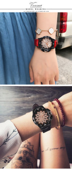 Rose Gold Flower Rhinestone Watch Luxury