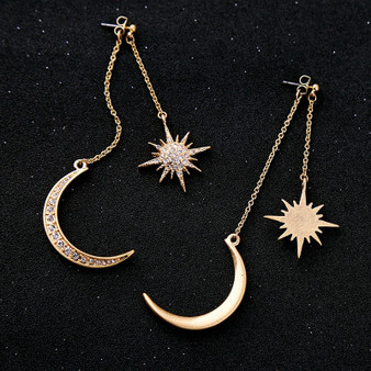 Crystal Star Moon Earrings Charming Earrings