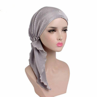 Soft Ruffle Pre-Tied Headwear Bandana Headscarf Tichel