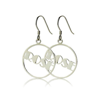 JOSEOD Personalized Round Drop Name Earring