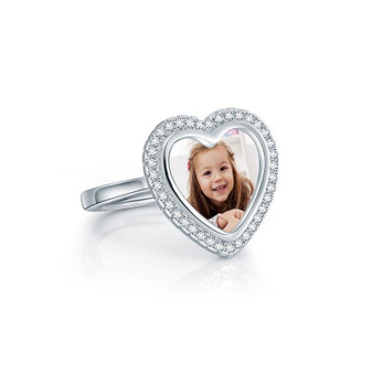 JOSEOD Custom Heart Shaped Photo Ring In Sterling Silver