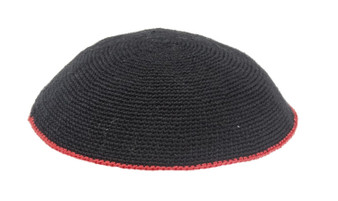 DMC Black Knit Kippah With Red Rim 18 cm