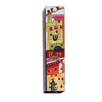 Small Wooden Mezuzah - Jerusalem